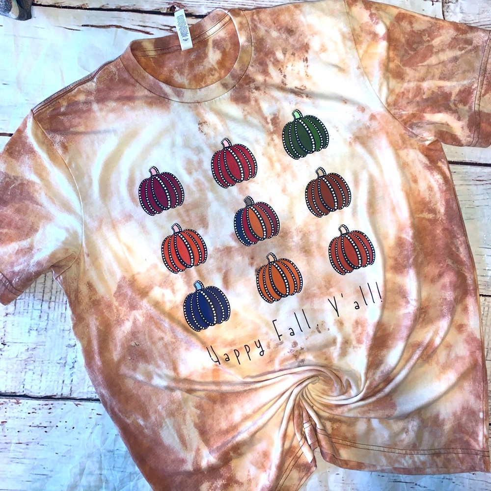 Happy Fall Y’all bleached tee